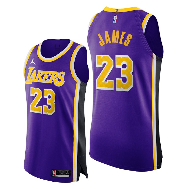 Men's Los Angeles Lakers LeBron James #23 NBA Jumpman 2020-21 Authentic Statement Edition Purple Basketball Jersey QVZ1683RL